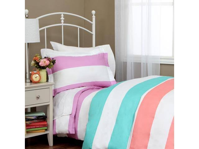 600-Thread Count Cotton-blend Duvet Cover Set Pink Full/Queen C4043