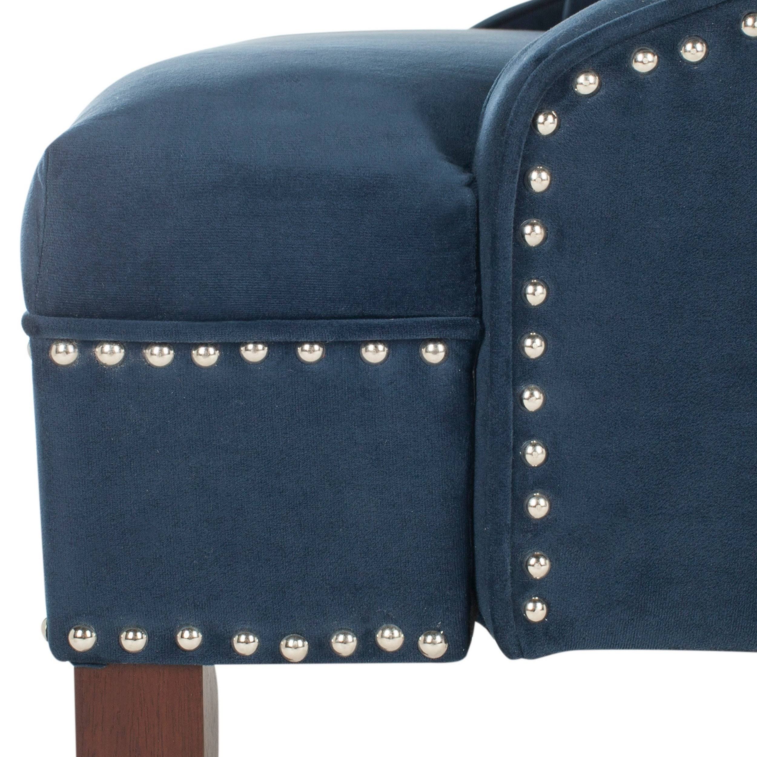 Grey Linen Settee with Silver Nailheads J697