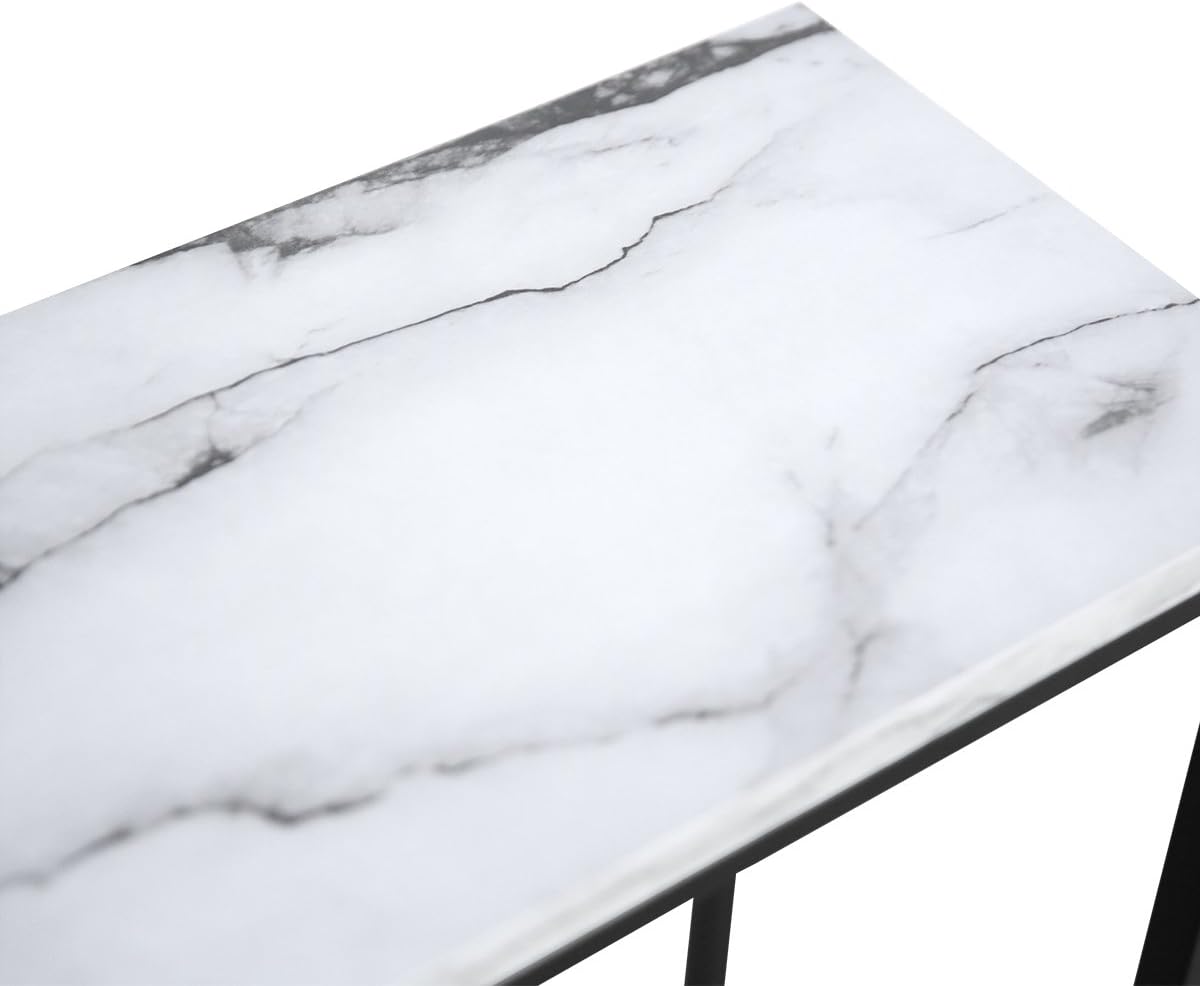 Black Faux Marble Console Table with Metal Frame L338