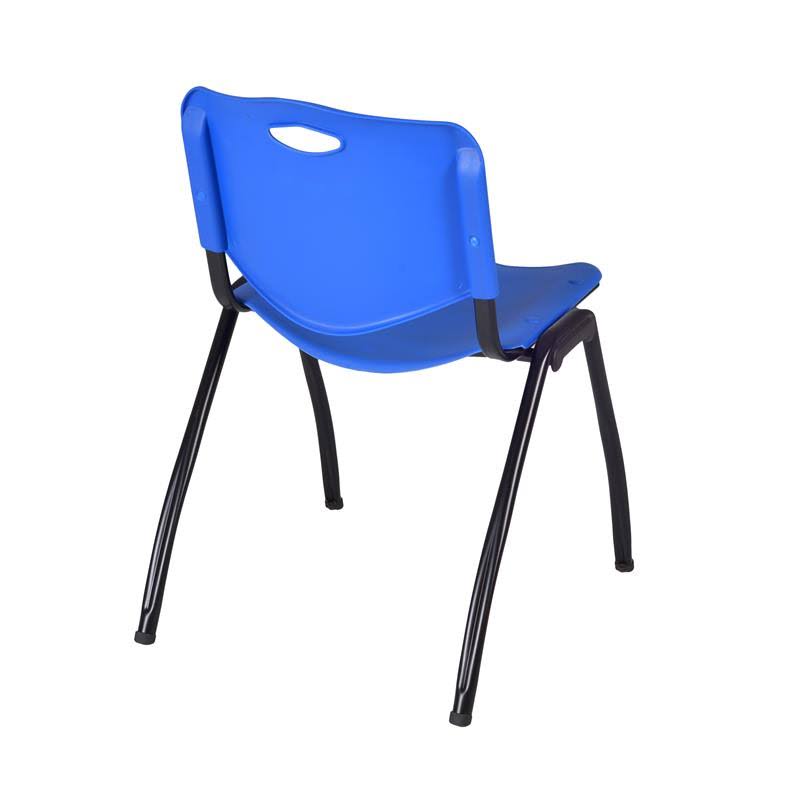 42x22 Round Breakroom Table Grey 4 Stack Chairs Blue Y5880