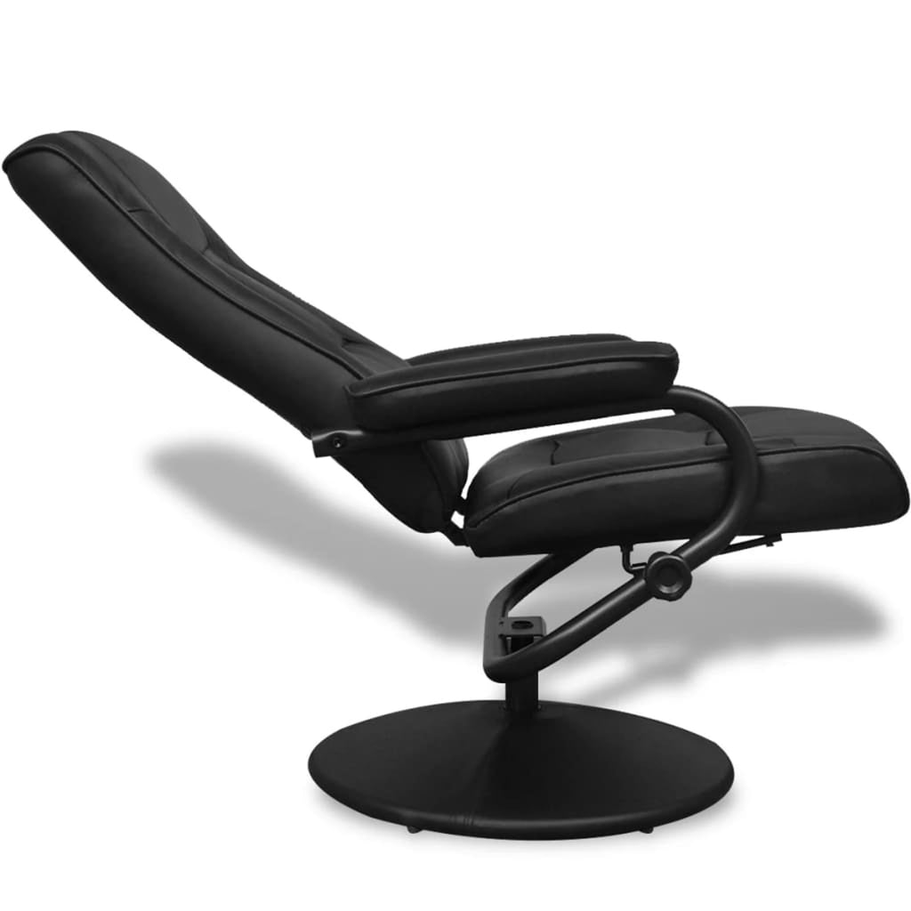 Swivel Recliner with Ottoman Black Faux Leather W244448