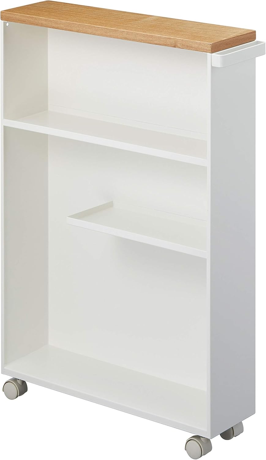 White Rolling Slim Bathroom Cart With Handle G6449
