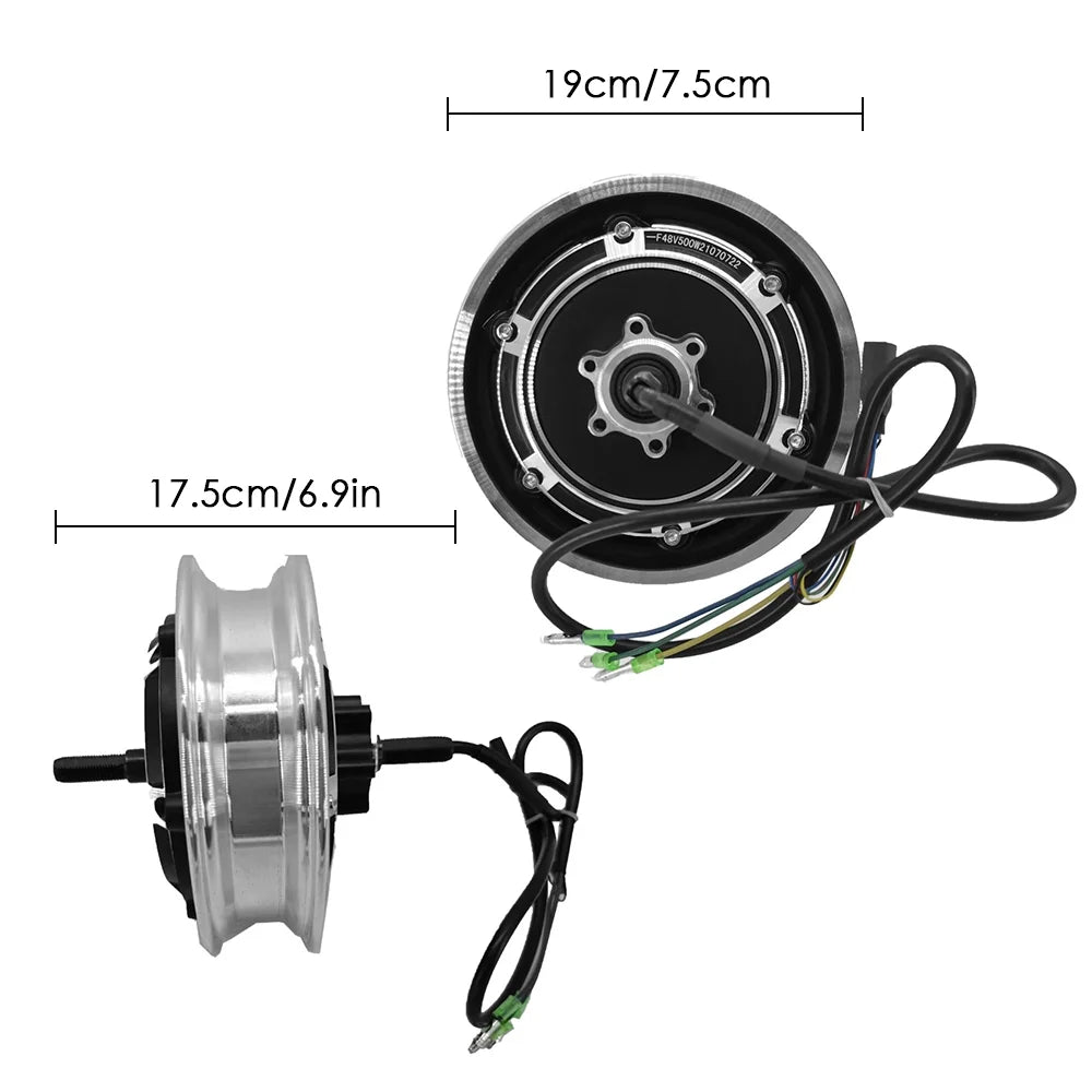 10'' 48V 500W Brushless Hub Motor E Bike Motor Replacement E617
