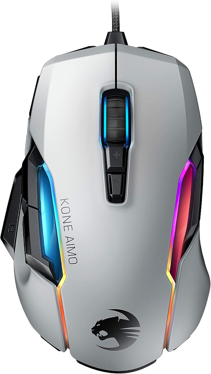 White Ergonomic Wired Gaming Mouse with RGB Lighting F809672