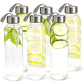 18 oz Pack of 6 Glass Water Bottles with Lids and Sleeves O24581