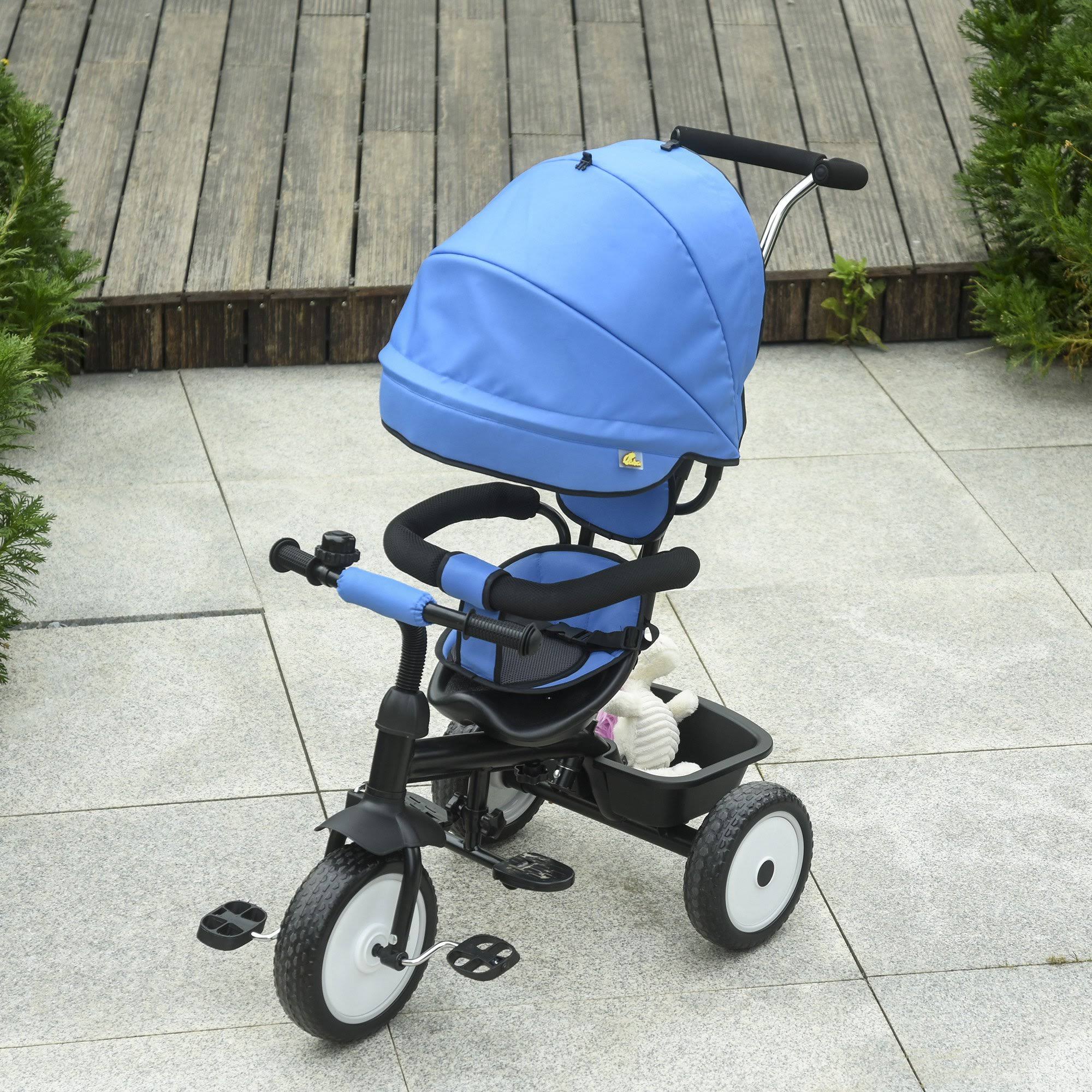 2 in 1 Baby Tricycle Stroller with Adjustable Canopy Detachable Guardrail Safety Belt V70300