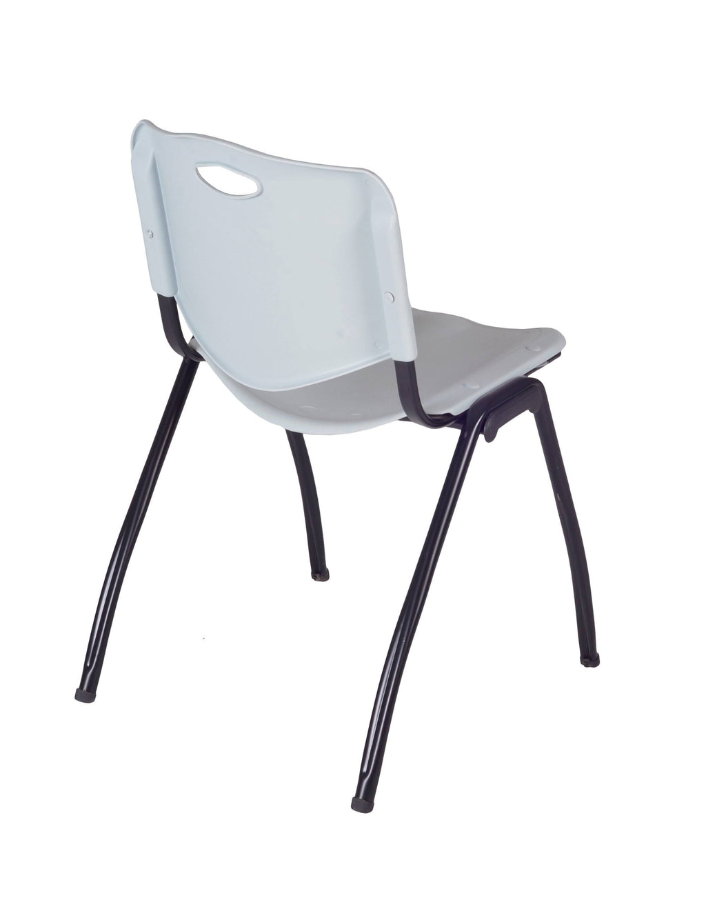 42x22 Round Breakroom Table Grey 4 Stack Chairs Blue Y5880