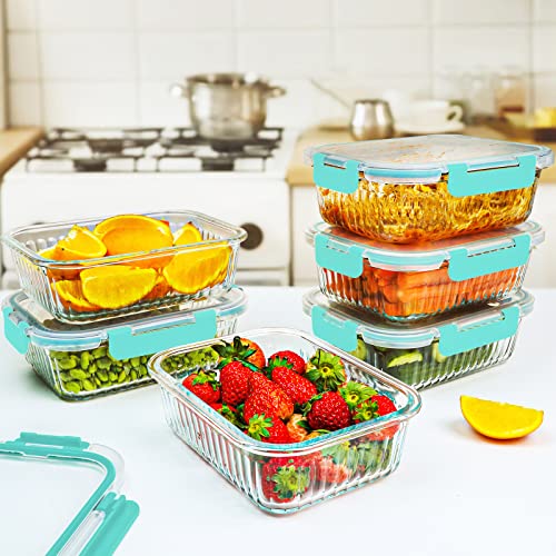 5 Packs 36 oz Glass Food Storage Containers with Lids, White Y951341
