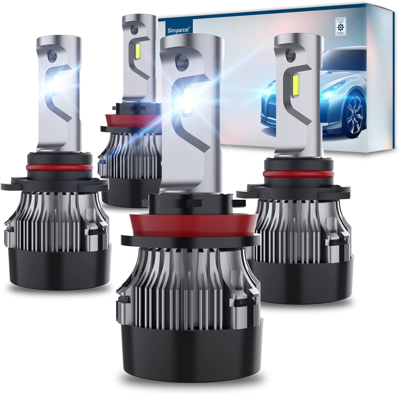 9005/HB3 High Beam and H11 Low Beam LED Headlight Bulbs Combo, 10000LM 6500K, Pack of 4 A604453
