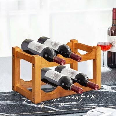 6 Bottle Solid Wood Tabletop Wine Bottle Rack V773969