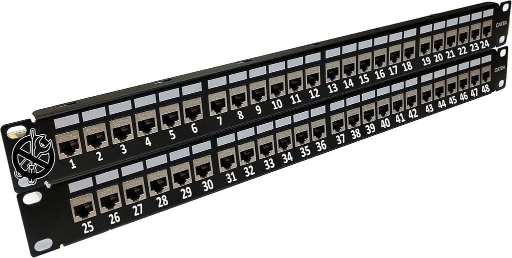 48-Port CAT6A Shielded 2U Patch Panel with Tool-Less Keystone Jacks I5461