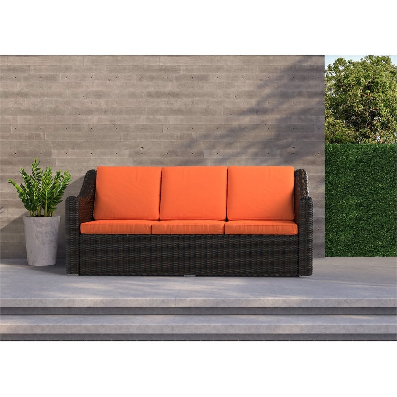 Orange Cast Iron Outdoor Wicker Sofa C504