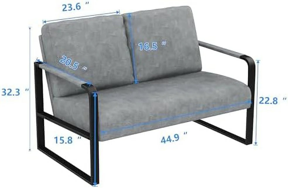 Dark Faux Leather Loveseat Sofa with Padded Cushion T626745