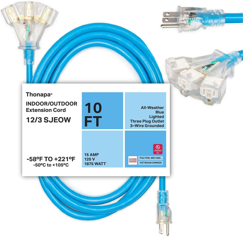 100 Ft Heavy Duty Outdoor Extension Cord with 3 Outlets D553816