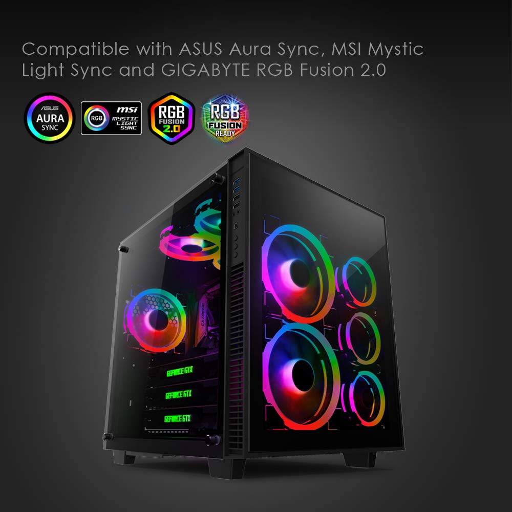 140mm 3pcs RGB PWM Dual Light Loop PC Case Fan W858046