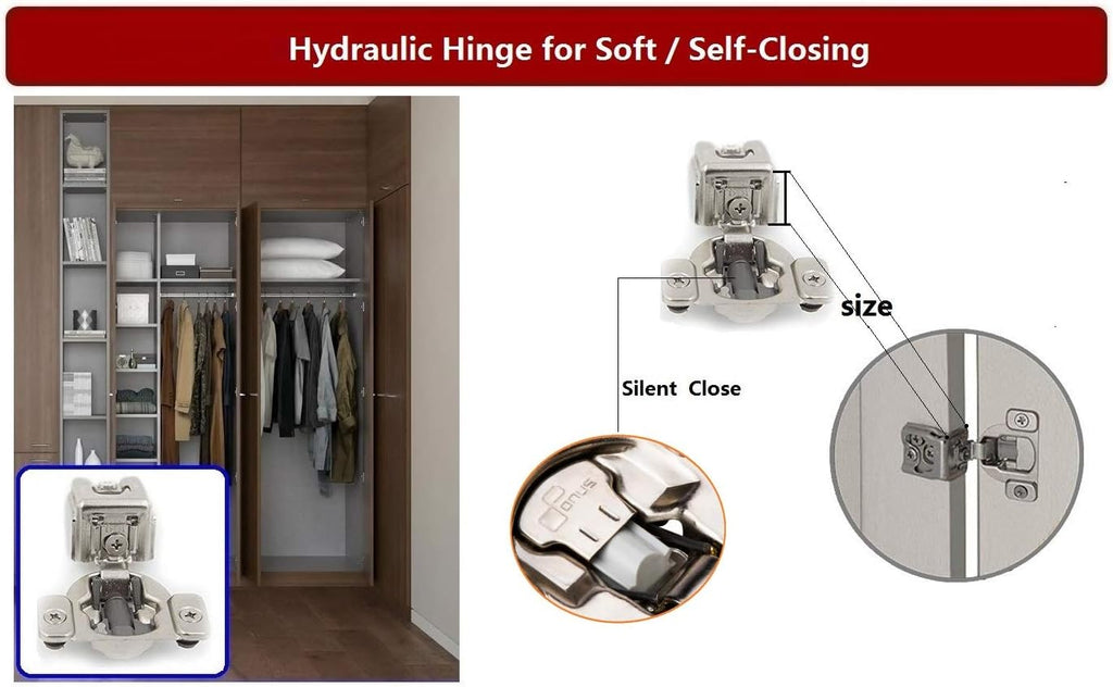50 Pack Soft Close Cabinet Hinges, 105 Degree, 3 Way Adjustability M76323
