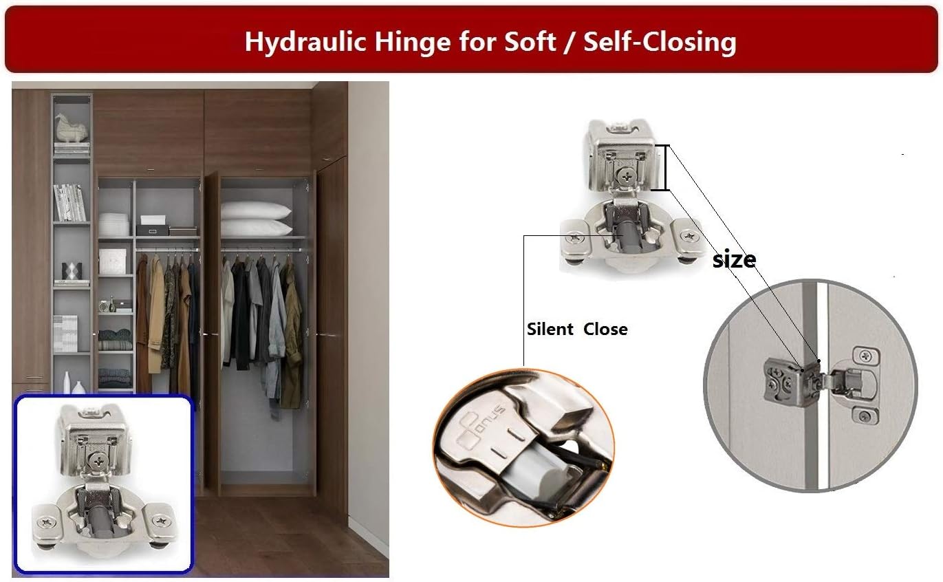 50 Pack Soft Close Cabinet Hinges, 105 Degree, 3 Way Adjustability M76323