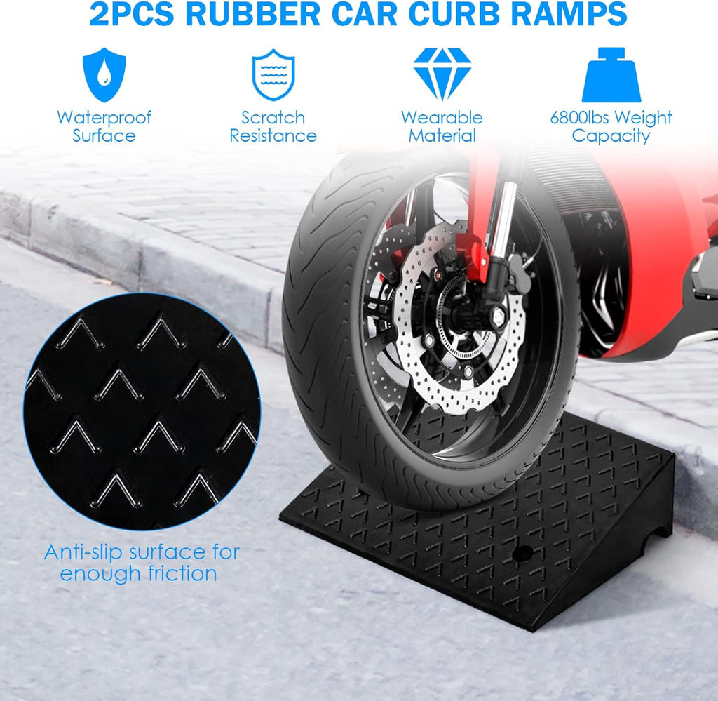Rubber Curb Ramps, 6 H x 19 W, Pack of 2 I724