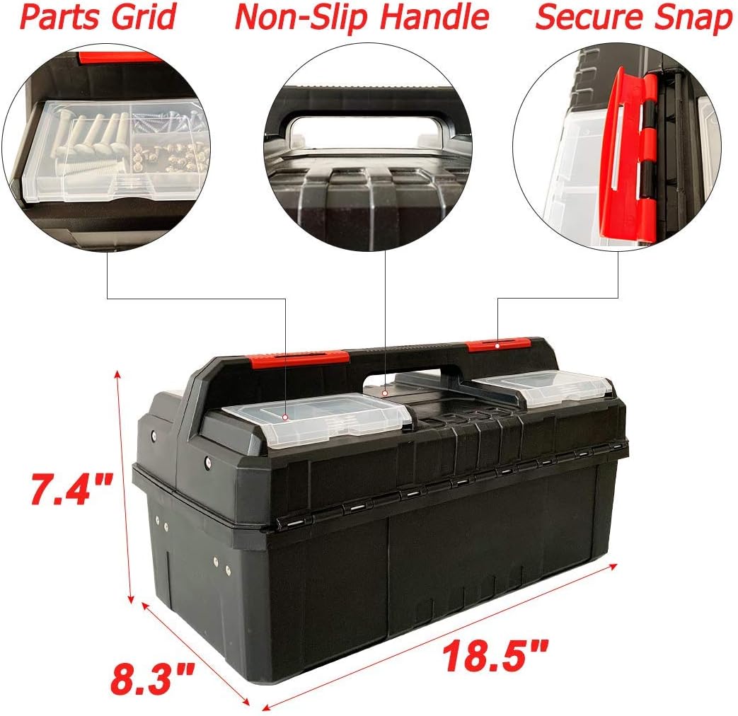 18.5" Portable Tool Box with Organizer Tray and Divider, Pack of 2 M8904