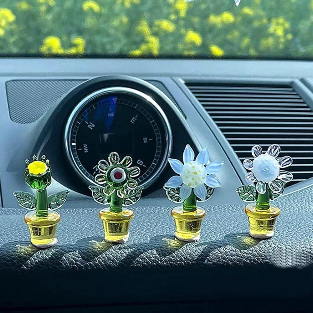Handmade Blown Glass Cactus Figurines Desk Decorations B42846
