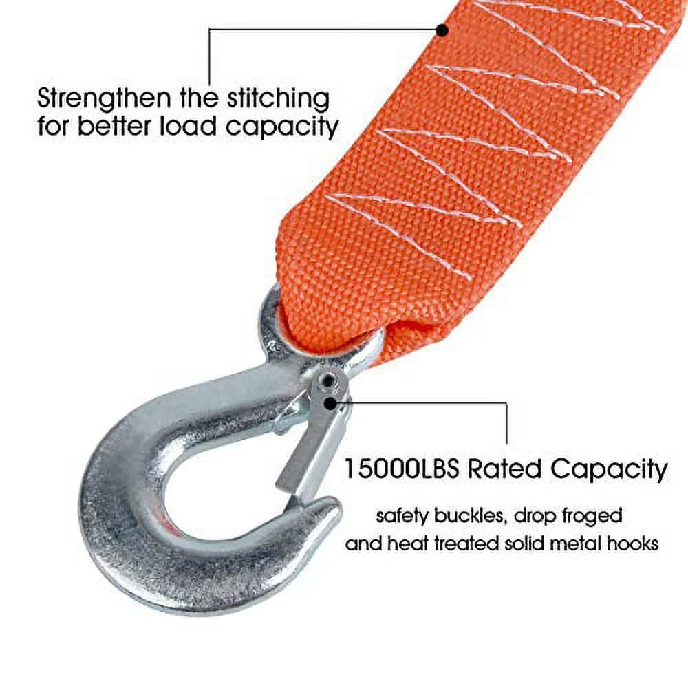 15,000LB Heavy Duty Tow Strap with Hooks M144543