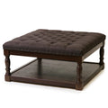Tufted Textile Shelved Ottoman, Brown I596