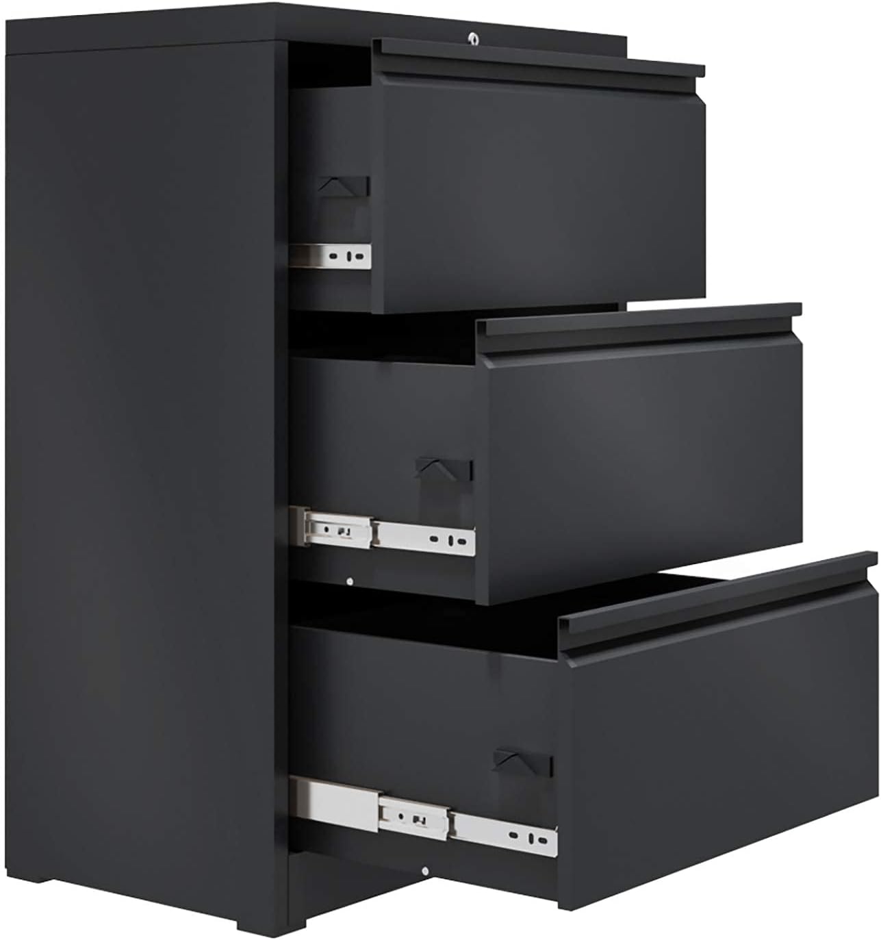 Black 3 Drawer Metal Lateral File Cabinet S744108