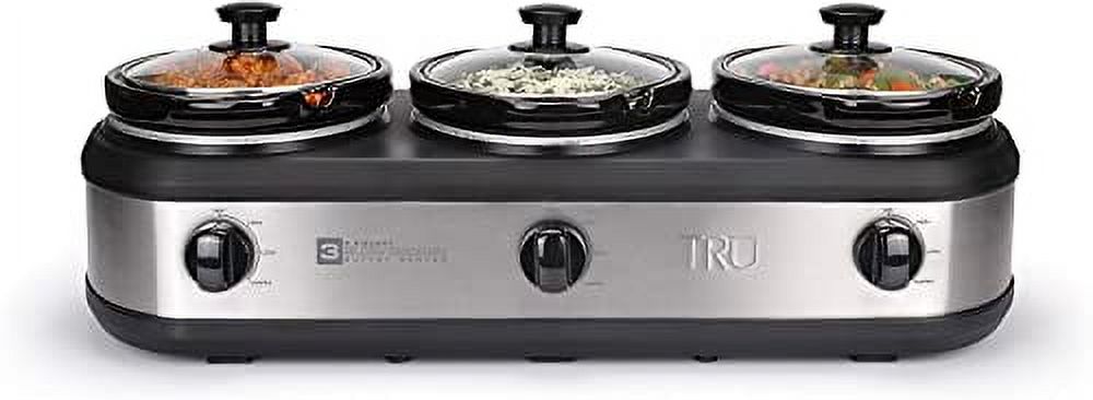 Triple Slow Cooker Buffet Server with 3 Serving Spoons, 3 Inserts, Each 2 1/2 Quarts Y68456