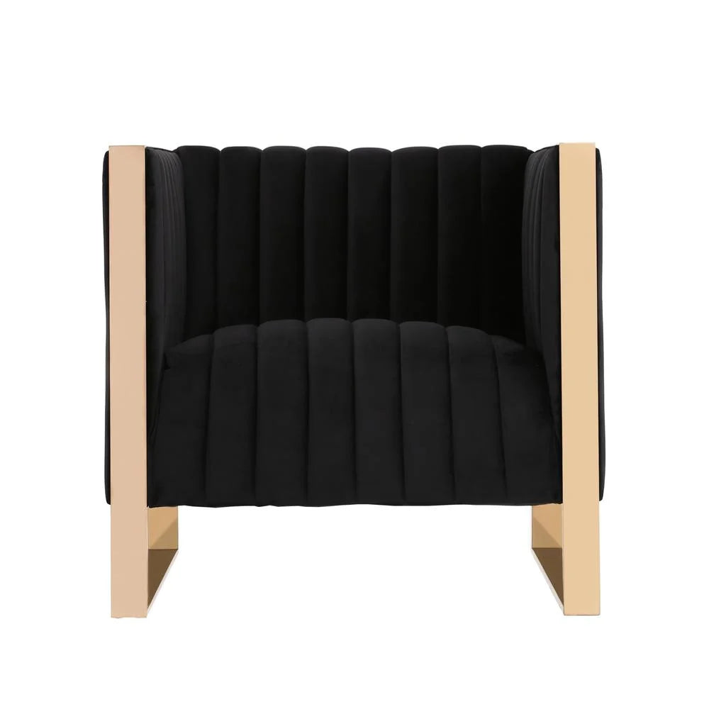 3-Piece Velvet Sofa & Armchair Set in Black V111245