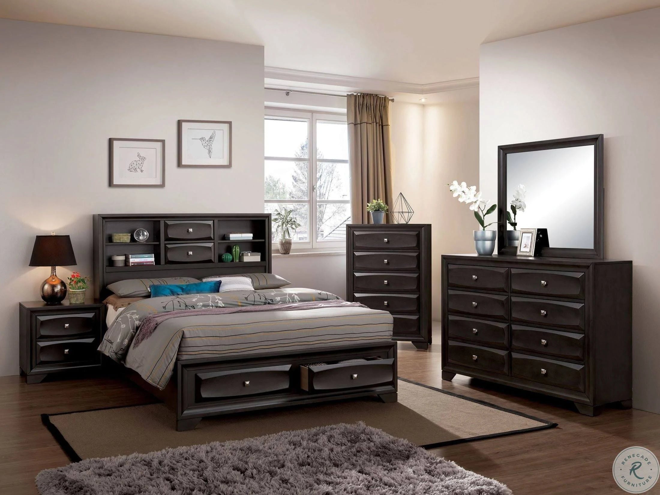 Gray King Storage Bed N849311