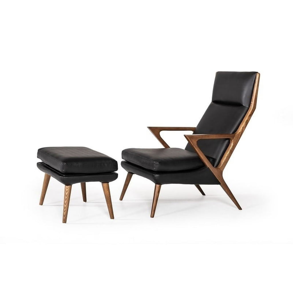 Black Lounge Chair & Ottoman Q9914