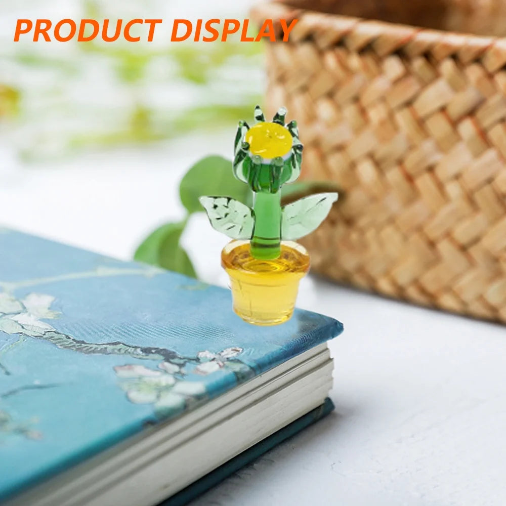 Handmade Blown Glass Cactus Figurines Desk Decorations B42846