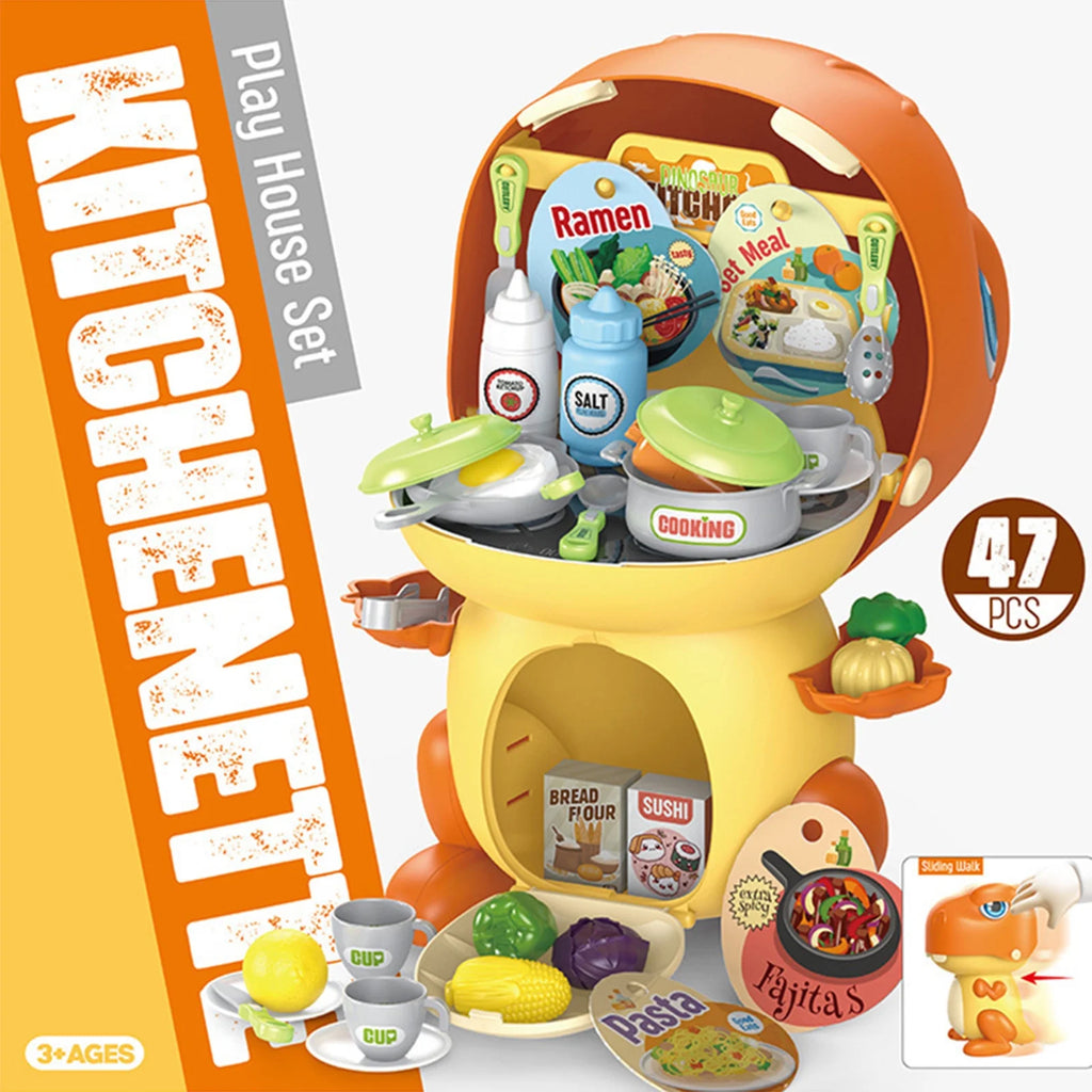 Dinosaur Storage Cooking Toy Kitchen Set with Play Food M80745