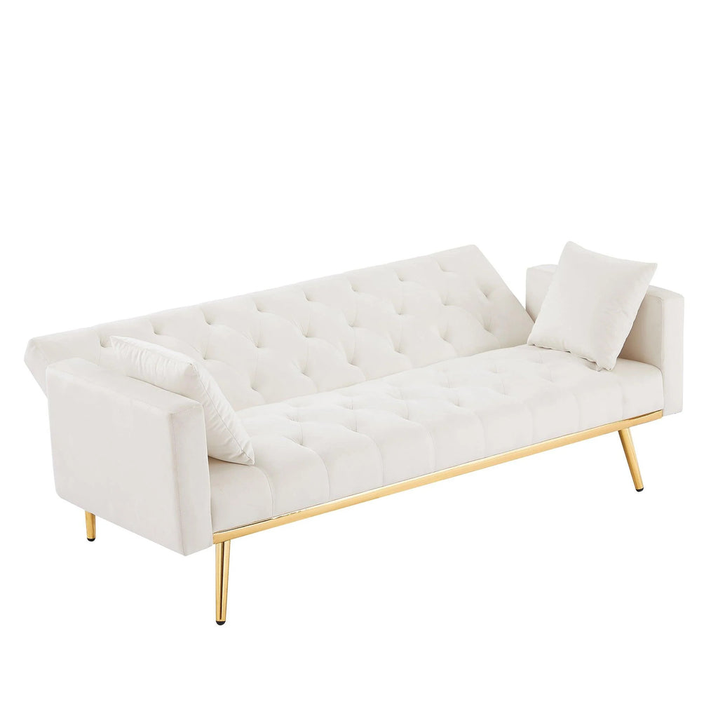Cream White Convertible Folding Futon Sofa Bed N540287
