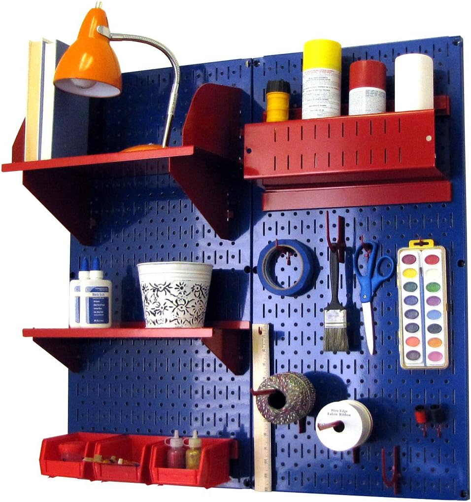 Black Pegboard Organizer Storage Kit with Blue Accessories S7719