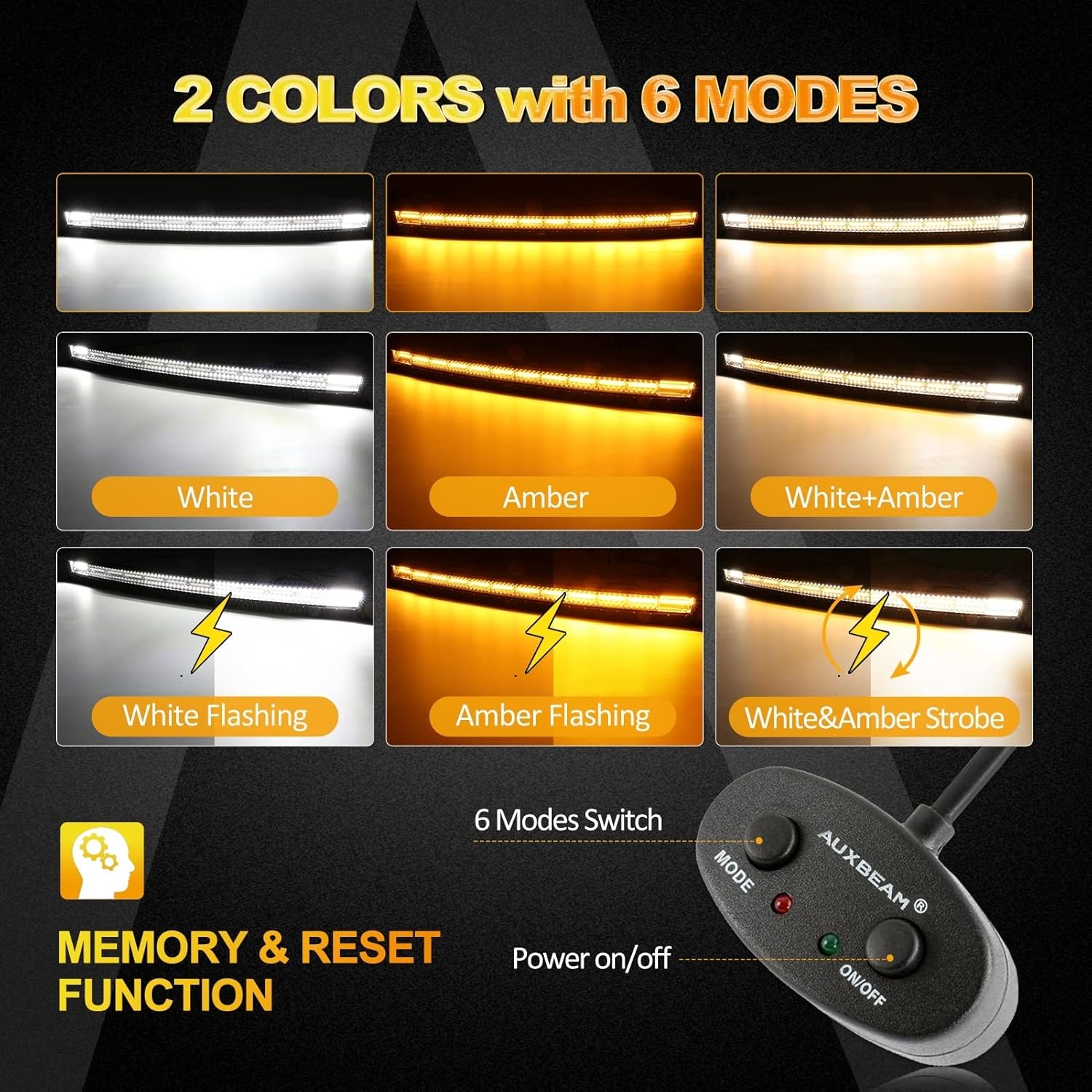 Curved Amber White Strobe LED Light Bar 50 Inch 288W I4849