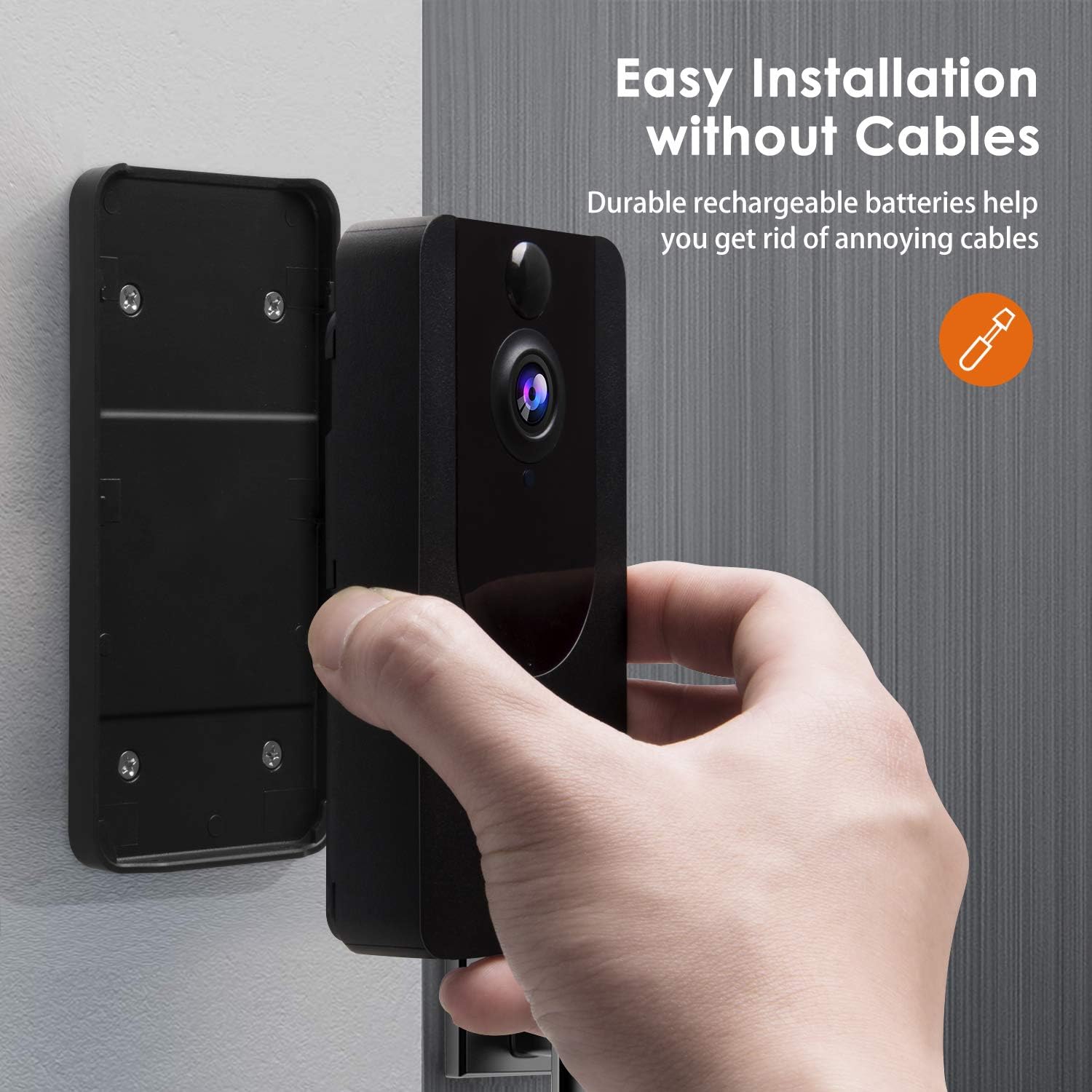 Wireless Doorbell Camera 1080P with Chime, PIR Motion Detection, IP65 Waterproof, 2-Way Audio, Night Vision, Pack of 2 T284