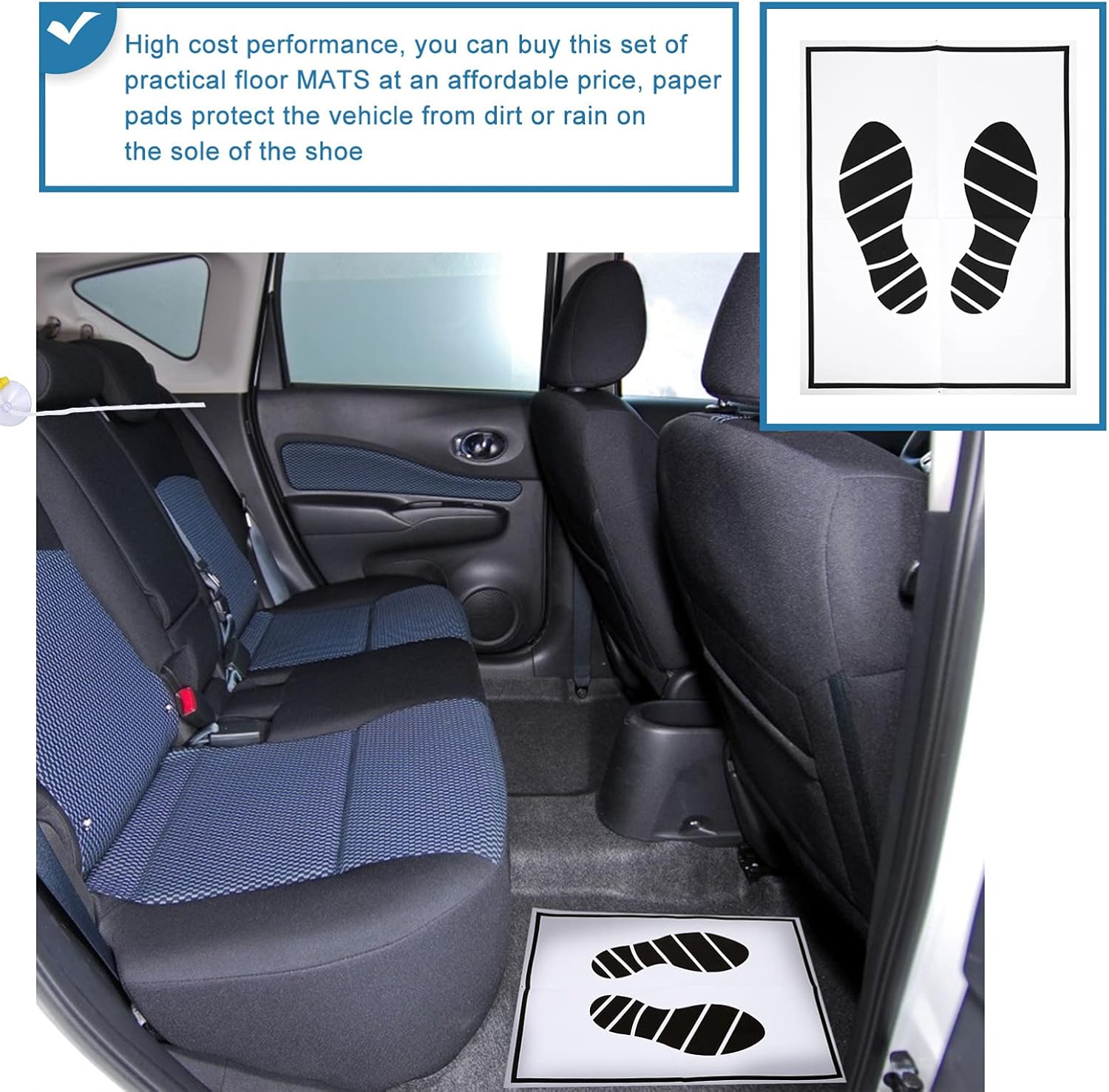 50Pcs Disposable Paper Vehicle Foot Pads for Auto Floor Protection Z302703
