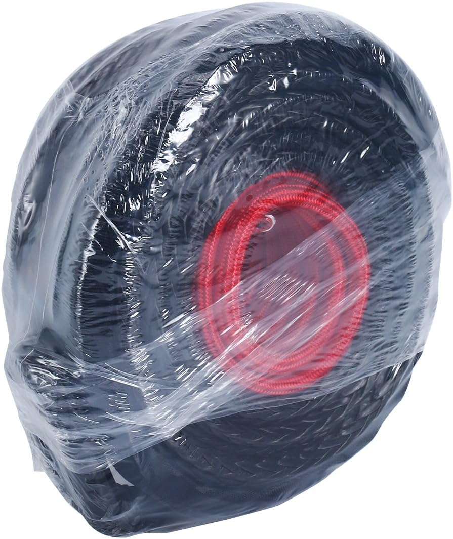 Black Synthetic Winch Rope Line Cable with Protective Sleeve and Rock Heat Guard, 22000lbs, Pack of 2 S715236