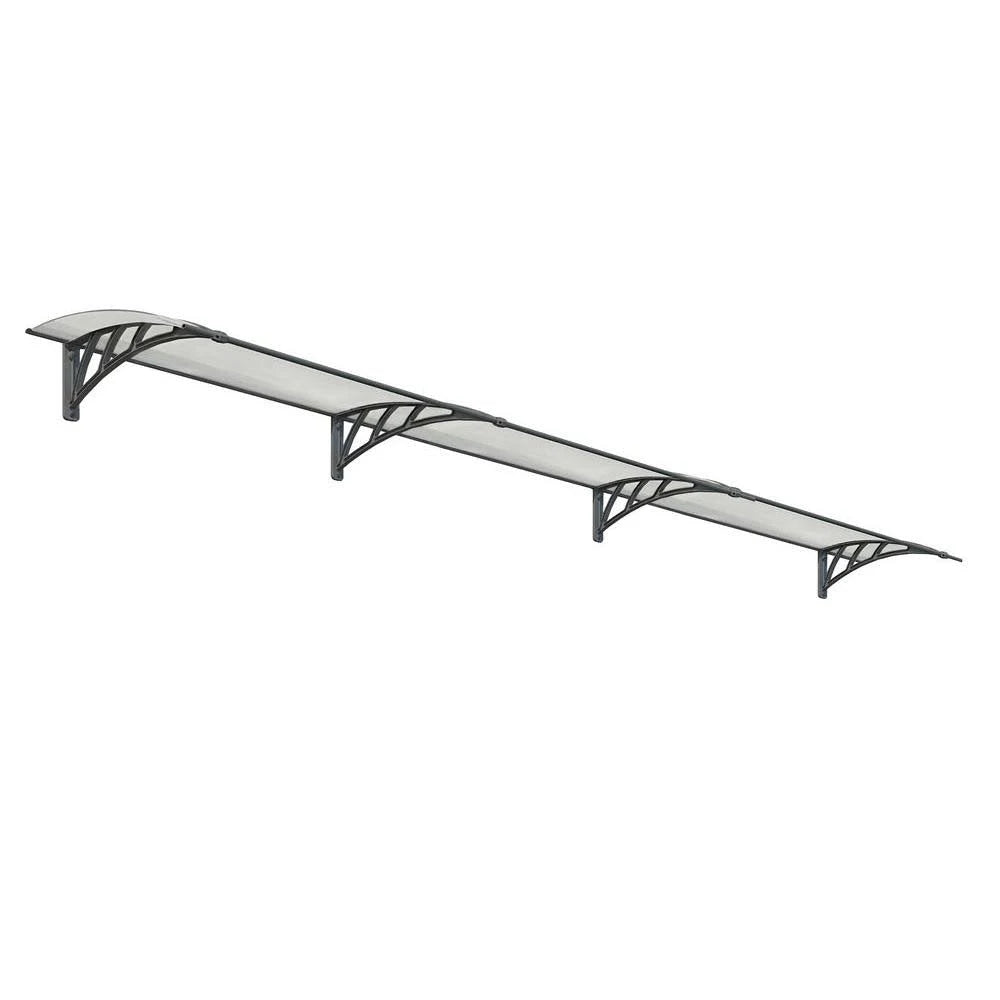 Grey Polycarbonate Door Canopy Awning 13.5 ft. W x 3 ft. D G96938