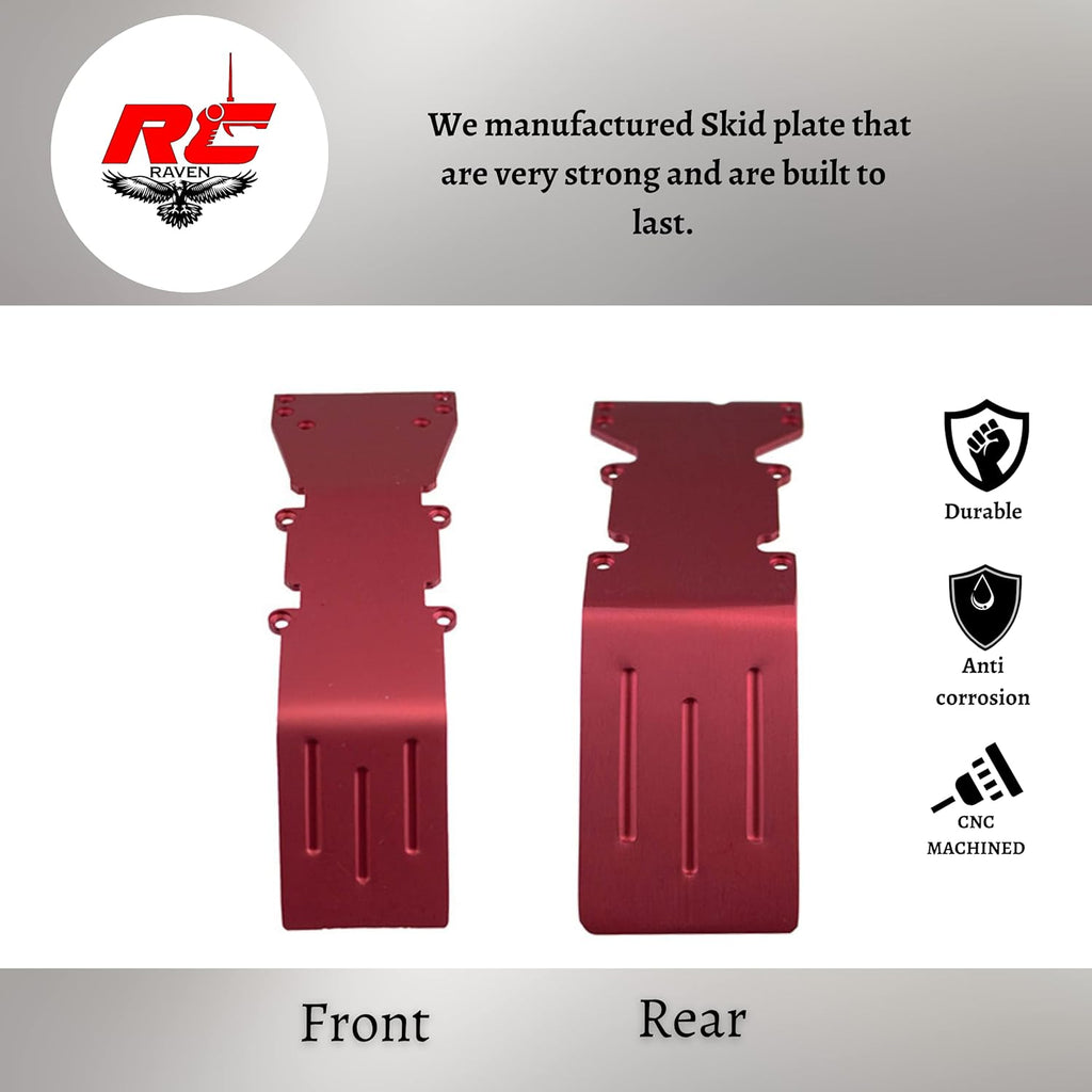 Red Anodized Aluminum Skid Plate and Bumper Set for RC Car, Pack of 2 S7024