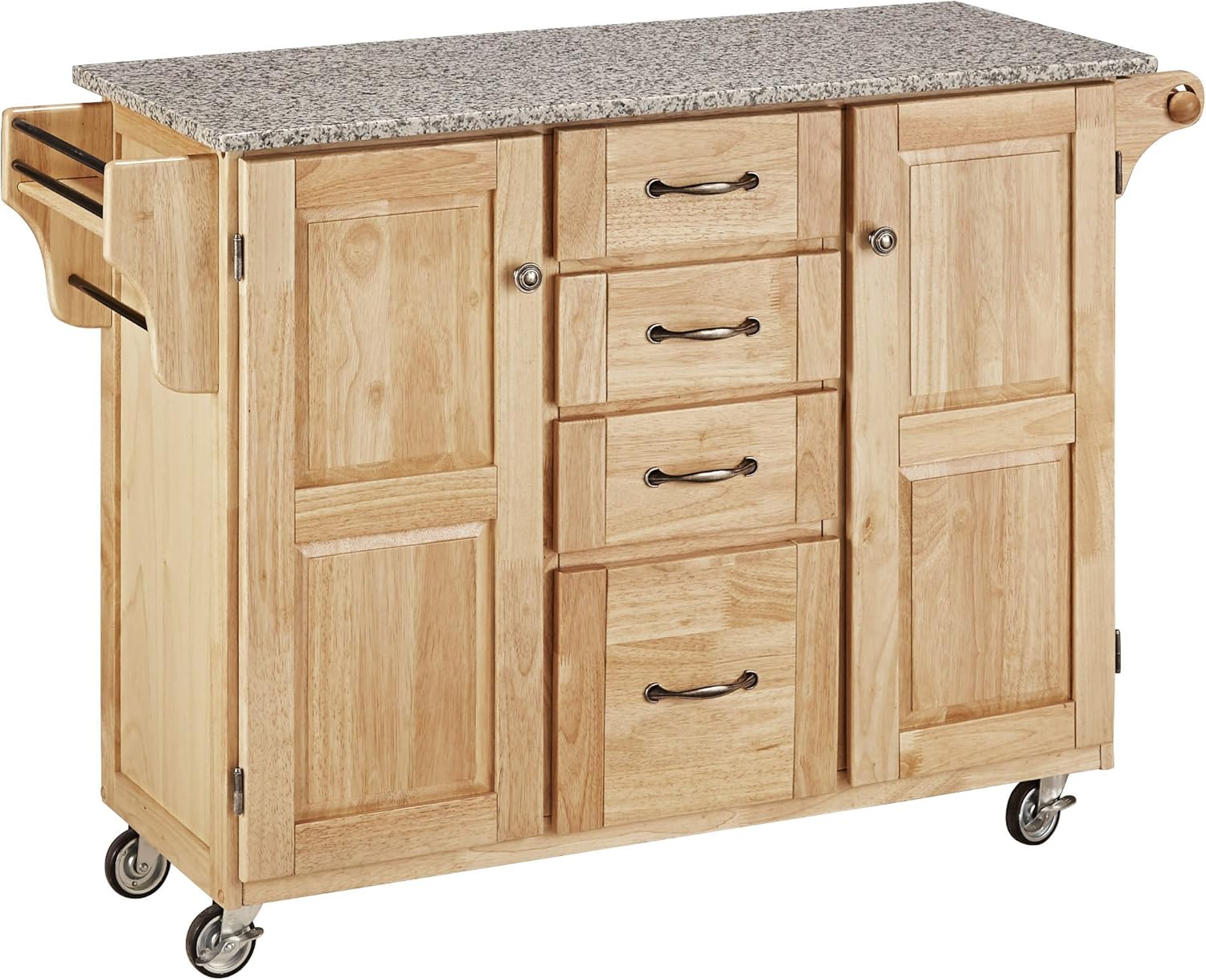 Warm Oak Finish Kitchen Cart with Granite Top C919