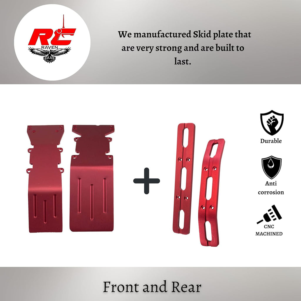 Red Anodized Aluminum Skid Plate and Bumper Set for RC Car, Pack of 2 S7024