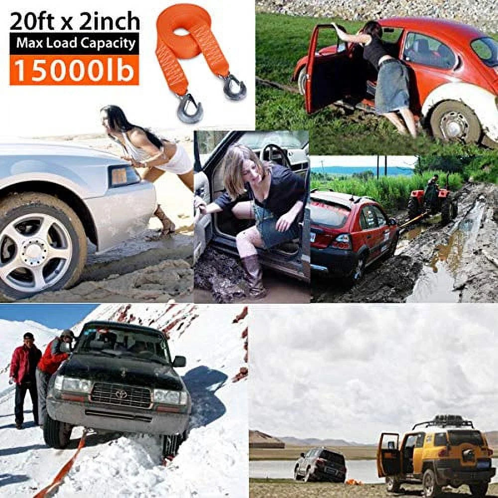 15,000LB Heavy Duty Tow Strap with Hooks M144543