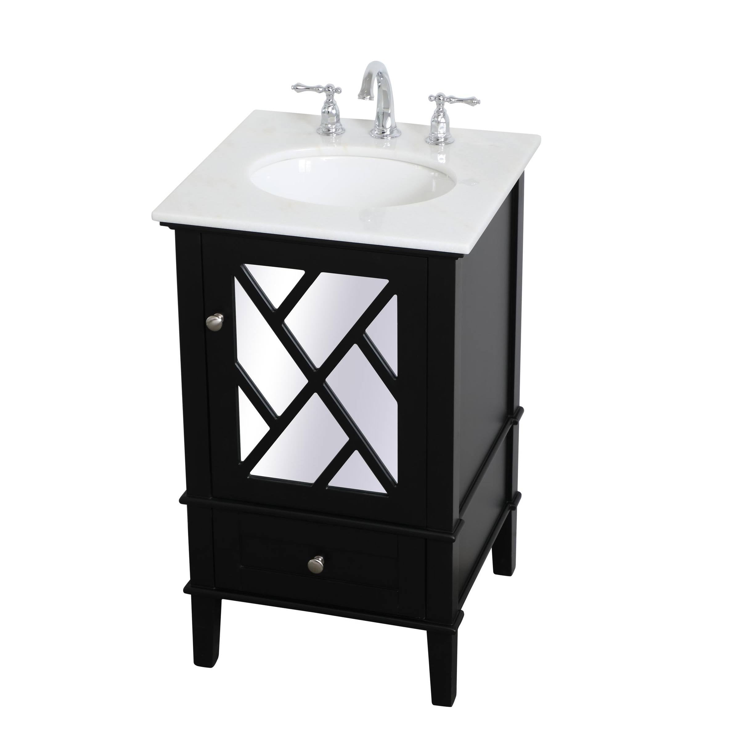 White Marble Top Vanity Cabinet Set 24 inch D749