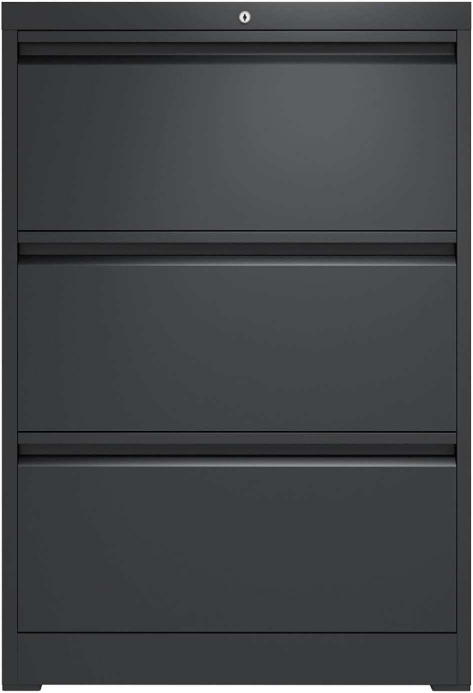 Black 3 Drawer Metal Lateral File Cabinet S744108