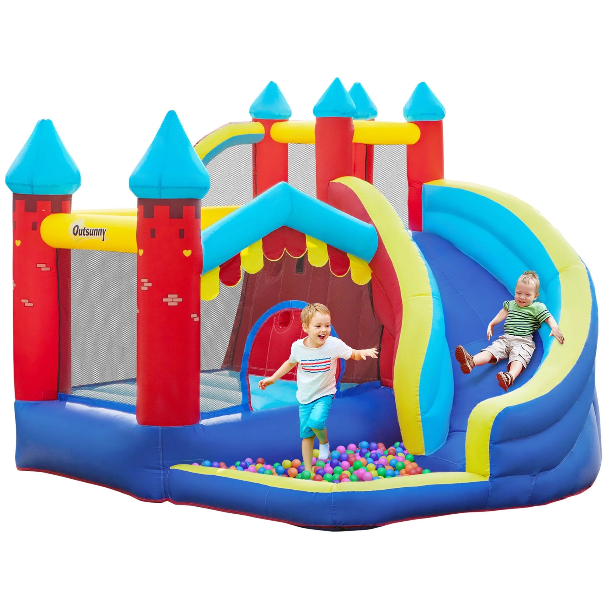 4 in 1 Inflatable Bounce House with Slide, Climbing Wall, and Pool or Ball Pit S127