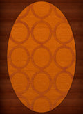 Orange Circles Rings 3' x 5' Oval Area Rug A6569