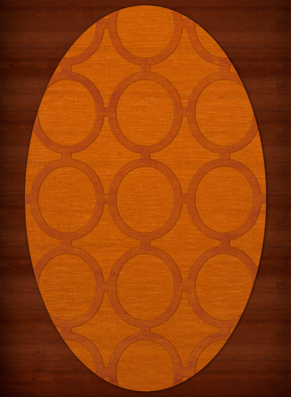 Orange Circles Rings 3' x 5' Oval Area Rug A6569