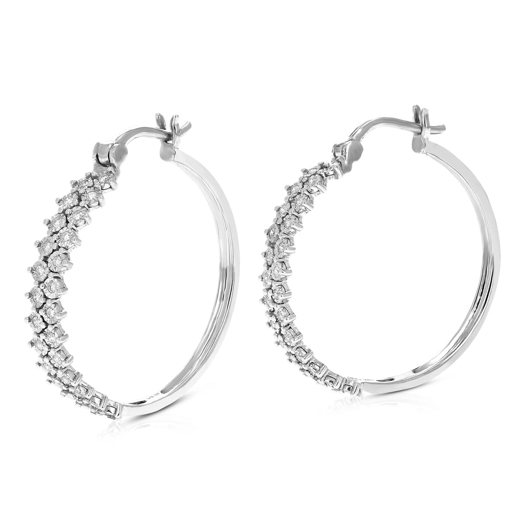 1/5 CTTW Lab Grown Diamond Hoop Earrings 925 Sterling Silver Z717447